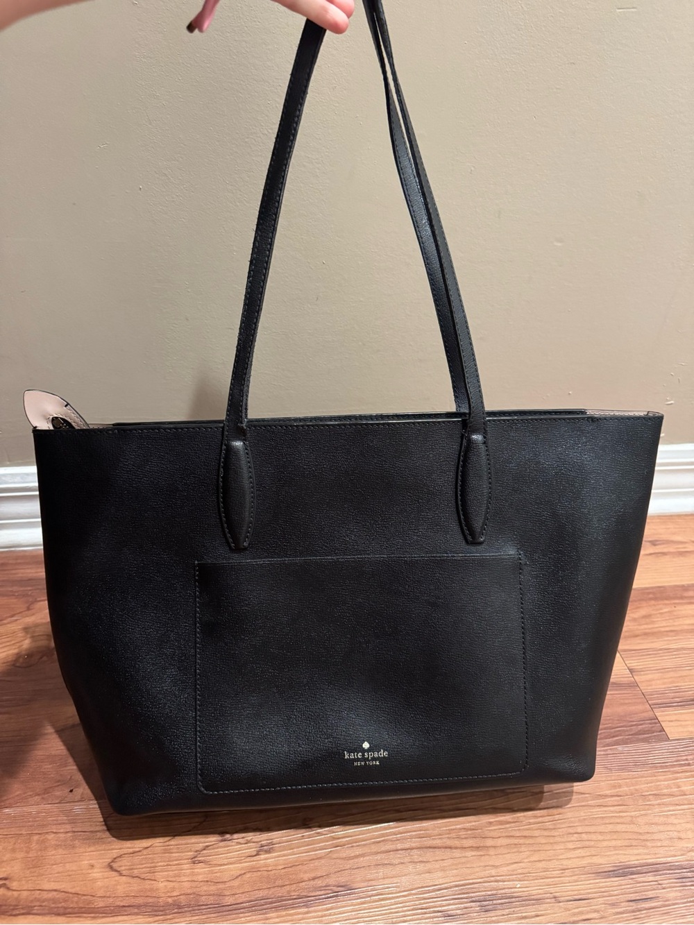 kate spade Black Leather Tote with Front Pocket